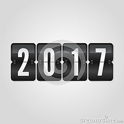 Happy New Year 2017 congratulation flip symbol on grey gradient background Vector Illustration