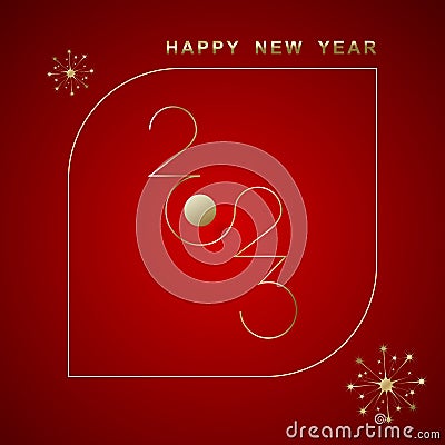 Happy new year 2023 creative connection of numbers in one line Vector Illustration