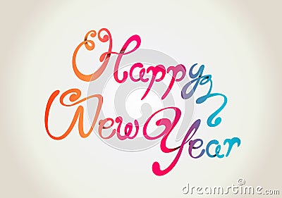 Happy New Year curly hand letters Vector Illustration