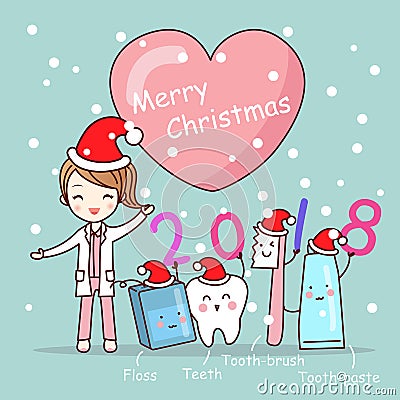 Tooth with new year Vector Illustration