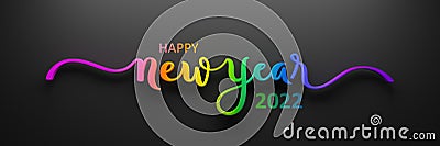 HAPPY NEW YEAR 2022 3D render of colorful calligraphy Stock Photo