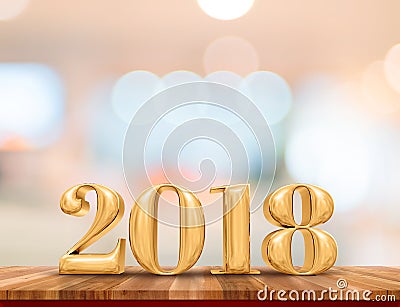 Happy new year 2018 3d rendering golden color new year on rust Stock Photo