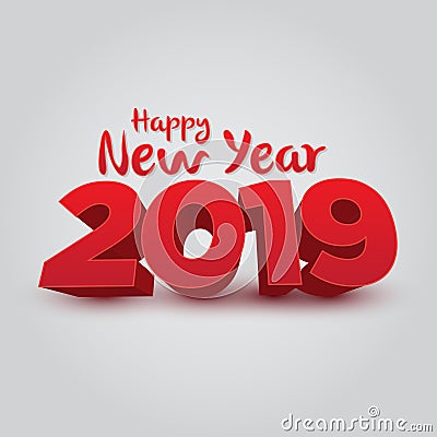 Happy New Year 2019 - 3D Vector Vector Illustration