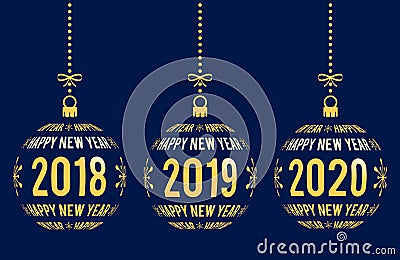 Happy New Year 2018, 2019, 2020 design elements Vector Illustration