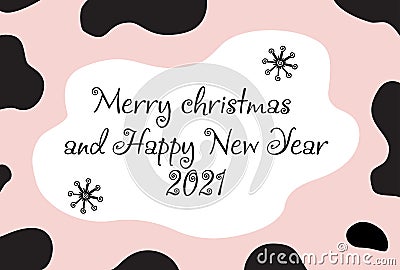 2021 HAPPY NEW YEAR. Design template typography poster, banner or greeting card for Merry Christmas and happy new year bull Vector Illustration