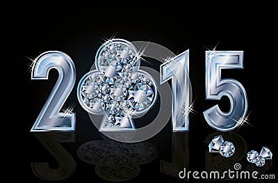 Happy 2015 New year diamond poker club Vector Illustration