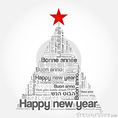 Happy New Year in different languages Stock Photo