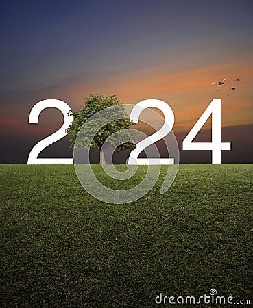 Happy new year 2024 ecological cover concept Stock Photo