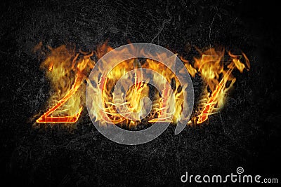 Happy new year 2017 - figures in flame. Collage Stock Photo