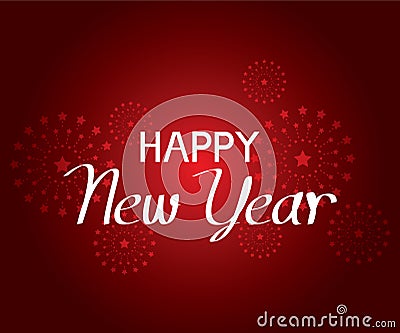 Happy new year with Fireworks background. Vector Illustration