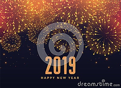 2019 happy new year fireworks background Vector Illustration