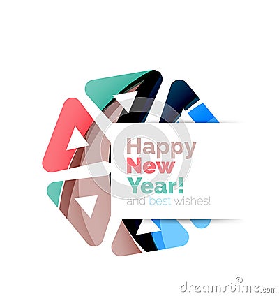 Happy New Year geometric paper design banner Vector Illustration