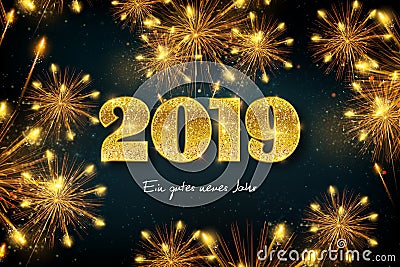 Happy New Year 2019 in German Stock Photo