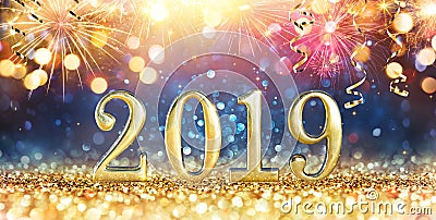 Happy New Year 2019 - Glitter Stock Photo