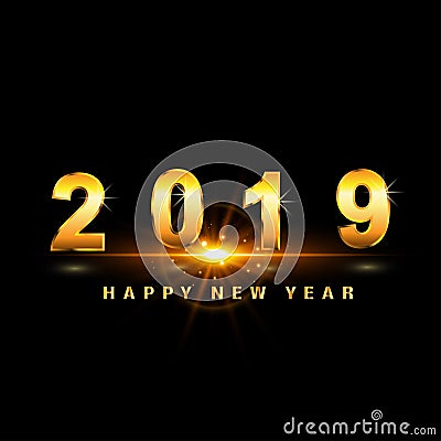 Happy New Year 2019 gold with background effect Stock Photo