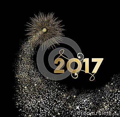 Happy new year 2017 gold firework design Vector Illustration