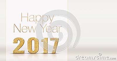 Happy new year 2017 gold glitter texture on white studio room ba Stock Photo