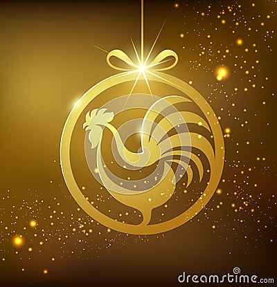Happy New year gold rooster Vector Illustration