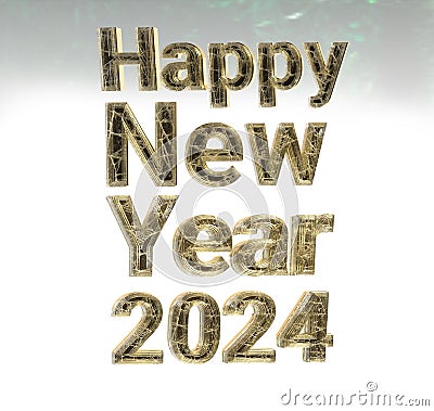 Happy new year 2024 gold text effect banner design 3d Stock Photo