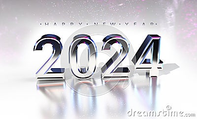 Happy new year 2024 gold text effect banner design 3d Stock Photo