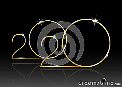 2020 Happy New Year with gold texture, modern Background, vector isolated or black background, elements for calendar and greetings Vector Illustration