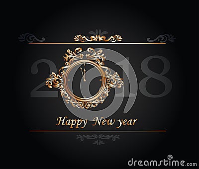 Happy New Year 2018 on a gold watch Stock Photo
