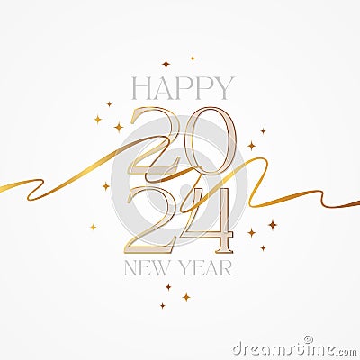 Happy New Year 2024 golden elegance style Vector Illustration