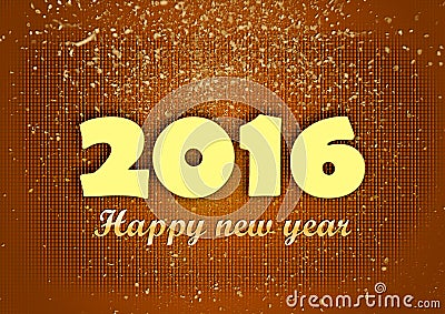 Happy new year 2016 golden glitters red. Stock Photo