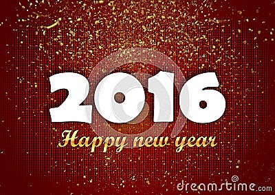 Happy new year 2016 golden glitters red. Stock Photo