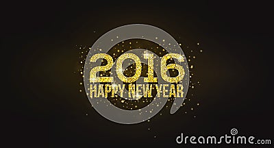 Happy New Year 2016 Golden Greeting Card Vector Illustration