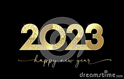 2023 Happy New Year golden luxury card Vector Illustration