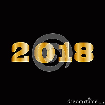 Massive gold shining 2018 numbers isolated on black background. Vector Illustration