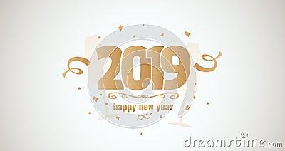 Happy new year 2019 Golden vector illustartion Vector Illustration