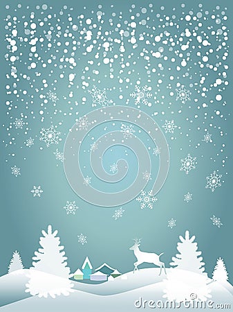 2023 Happy New Year Snowfall Winter fantasy Scandinavian Landscape 3d craft vector illustration Vector Illustration