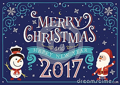 2017 Happy New Year. Greeting card, Christmas card Vector Illustration