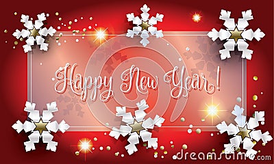 Happy New Year 2024 luxury Winter Holiday snowflakes decoration greeting card template sign Vector Illustration