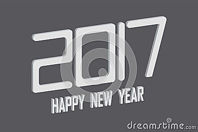 Happy New Year 2017 Greeting Card Cartoon Illustration