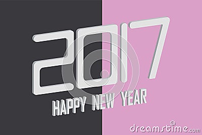 Happy New Year 2017 Greeting Card Cartoon Illustration