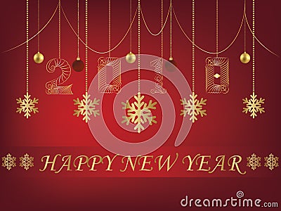 Happy New Year greeting card 2018 red backgroun Vector Illustration