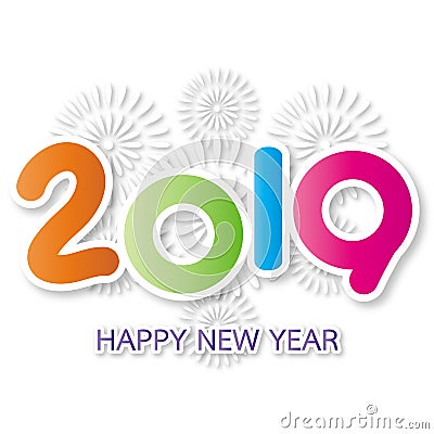 2019 Happy New Year greeting card Stock Photo