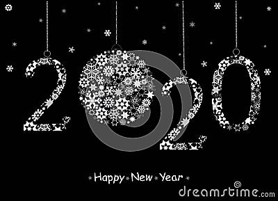 Happy New Year 2020 greeting card. Vector Illustration