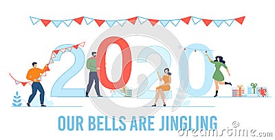 Happy New Year Greeting Flat Poster with Numbers Stock Photo