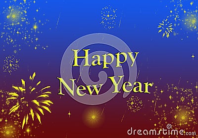 Happy New Year Greeting Shining Stars Glittering Stock Photo