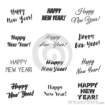 Happy New Year greetings vector overlay set Vector Illustration