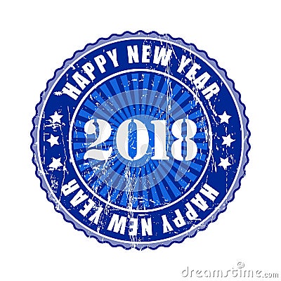 Happy New Year 2018 grunge rubber stamp. Stock Photo