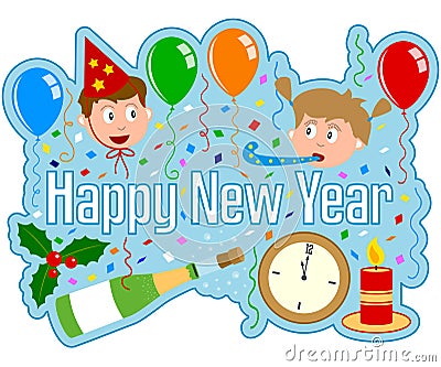 Happy New Year Headline Vector Illustration