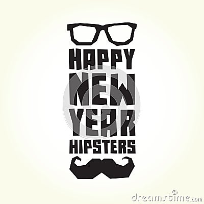 Happy new year hipsters Vector Illustration