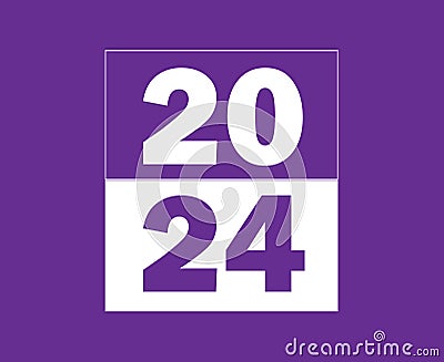 2024 Happy New Year Holiday Purple And White Graphic Design Vector Illustration