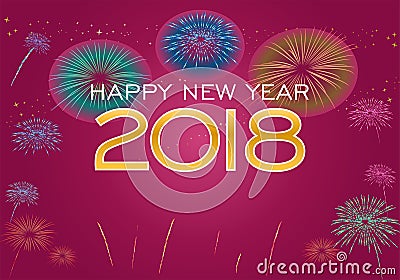 Happy New Year 2018 Cartoon Illustration