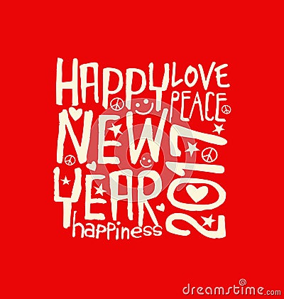 Happy New Year 2017 with inspiring handwritten typography Vector Illustration